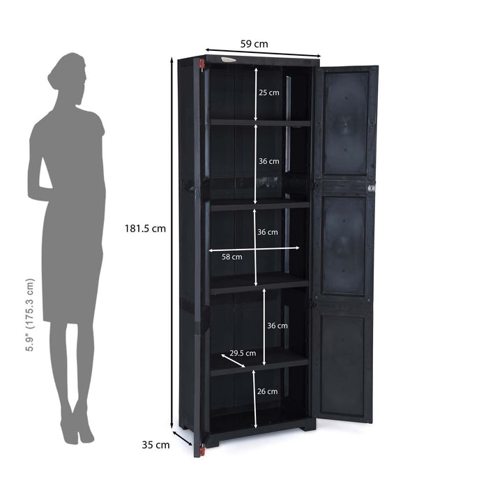Nilkamal Freedom Large (FML) Plastic Storage Cabinet (Charcoal Grey)